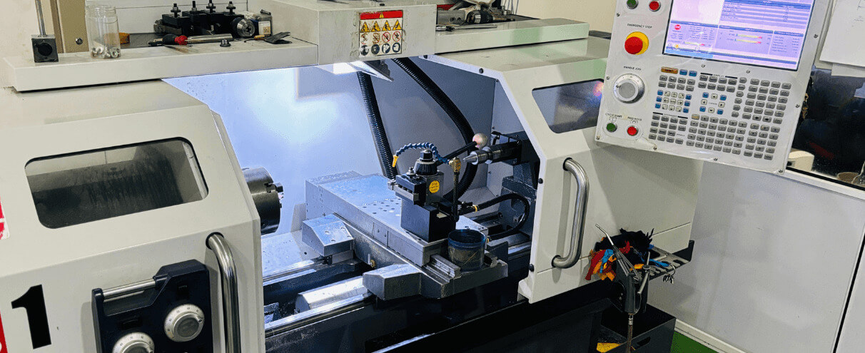 Injection molding machine in operation